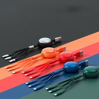 3 in1 usb cable micro usb type c cable 3 in 1 2.4a retractable usb c charging cable