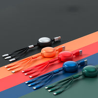3 In1 USB Cable Micro USB Type C Cable 3 In 1 2.4A Retractable USB C Charging Cable