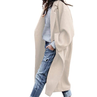casual long jacket with pockets solid color single breasted lapel woolen coat for women warm winter clothing