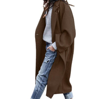 casual long jacket with pockets solid color single breasted lapel woolen coat for women warm winter clothing